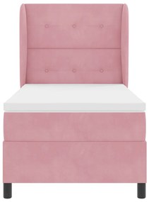 Boxspring Ágy Mattal Rózsaszín 90x190 cm Bársony