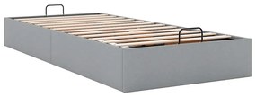Ottomán világosszürke szövet ágykeret matrac nélkül 100x200 cm
