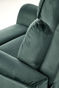 SEMIR sötétzöld karosszék elektromos dönthető funkcióval / USB csatlakozóval