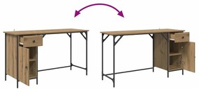 vidaXL Számítógépes asztal Artisan tölgy 131 x 48 x 75 cm Faanyag