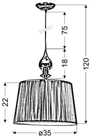 Csillár zsinóron GILLENIA 1xE27/60W/230V