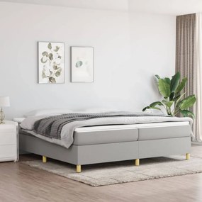 Világosszürke szövet rugós ágy matraccal 200 x 200 cm