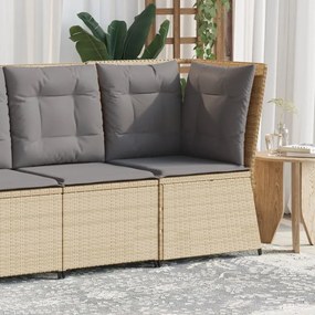 Bézs polyrattan kerti sarokkanapé párnával