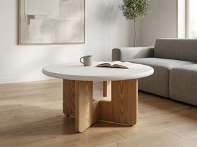 Kerek konferenciaasztal AZONE, ekrü/tölgy