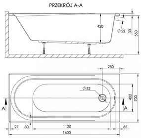 Dida 70x160 egyenes kád
