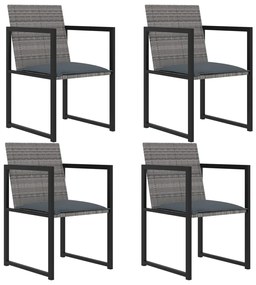 vidaXL 5 részes szürke kültéri polyrattan étkezőszett párnákkal