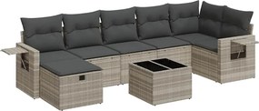 vidaXL 8 részes világosszürke polyrattan kerti ülőgarnitúra párnával
