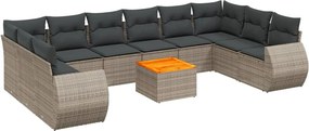 vidaXL 11 részes szürke polyrattan kerti ülőgarnitúra párnákkal
