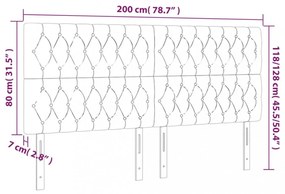 krémszínű szövet LED-es fejtámla 200x7x118/128 cm