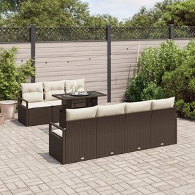 Kerti Kanapé Szett 8 pcs Barna és krémszínű 100 x 55 x 73 cm