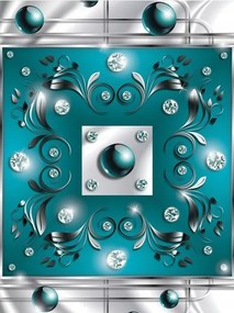 3D fotótapéta Türkiz-Ezüst Gyémánt Absztrakt Dísz 206x275 +ragasztó