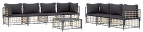 8 részes antracitszürke polyrattan kerti ülőgarnitúra párnákkal