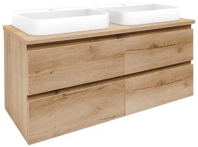 Fürdőszobaszekrény mosdókagylóval és fedőlappal SAT B-Way 119x50x45 cm Mézes tölgy sakk-matt BWAY2120OAKDESKU