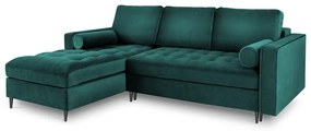 Santo olajzöld kinyitható bársony sarokkanapé, bal oldali - Milo Casa