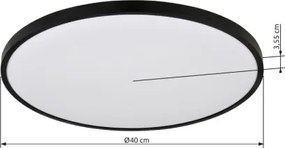 Globo 41566-32S Mennyezeti lámpa, matt fekete műanyag, fehér műanyag, felfelé is világít "háttérvilágítás", ø: 400mm, M: 40mm, tartozék: LED 32W 230V, 3250lm forrás, 1300lm kimenet, 4000K