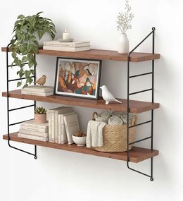 Fém Polc Fekete Falra Loft Nappali Akasztós 51.5x12x58.5 cm