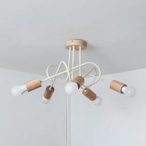 Felületre szerelhető csillár OXFORD 5xE27/15W/230V fenyő/krémszínű