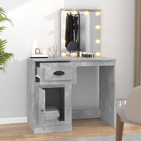 betonszürke szerelt fa pipereasztal LED-del 90 x 50 x 132,5 cm