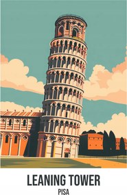 Poszter 21x29,7cm Leaning Tower, Pisa