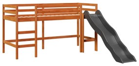 barna tömör fenyőfa gyerek-galériaágy matrac nélkül 80 x 200 cm