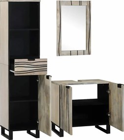 Fürdőszoba bútor szett fiókkal polcokkal 3 pcs Fehér Faanyag