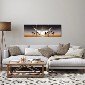 Kép - Hold a pálmafák felett (órával) (90x30 cm)