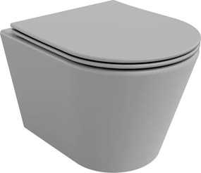 Mexen Rico Rimless WC csésze lassan záródó vékony ülőkével, duroplast, világosszürke matt - 30724061