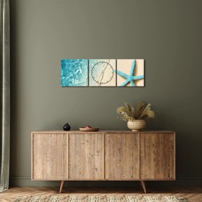 Kép - Tengeri csillag a tengerparton (órával) (90x30 cm)