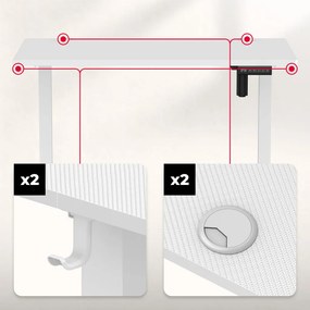 Gamer asztal állítható magassággal, 100 x 60 x 72 cm fehér