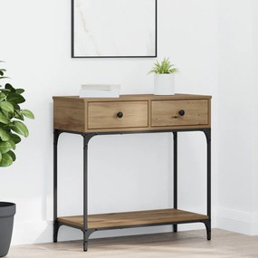 Konzol Asztal Kézműves Tölgy 75x34.5x75 cm Mérnöki Fa