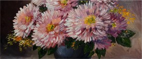 Kép - olajfestmény, virágok a vázában (120x50 cm)