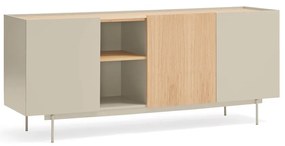 Bézs-natúr színű alacsony komód tölgyfa dekorral 180x78 cm Otto – Teulat