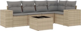 vidaXL 6 részes bézs polyrattan kerti ülőgarnitúra párnával