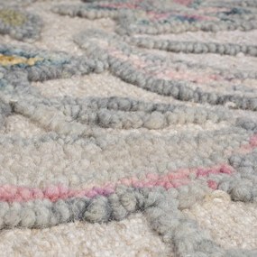 Krémszínű kézi szövésű gyapjú szőnyeg 200x290 cm Tania Floral – Flair Rugs