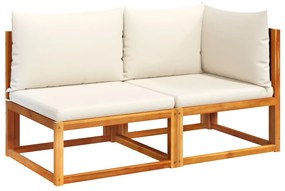 vidaXL kétszemélyes akácfa és rattan kerti kanapé párnákkal
