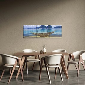 Kép - Egy függőágy képe a tengerparton 2 (órával) (90x30 cm)