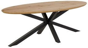 Asztal Oakland 885Fekete, Vad tölgy, 76x100x220cm, Természetes fa furnér, Közepes sűrűségű farostlemez, Fém