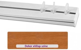 Elegáns tölgy 45 mm-es előlapos egysoros műanyag mennyezeti sínes karnis 180 cm-es szett