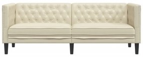 3 személyes krémszínű műbőr Chesterfield kanapé