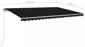 antracitszürke kézzel kihúzható LED-es napellenző 500 x 300 cm