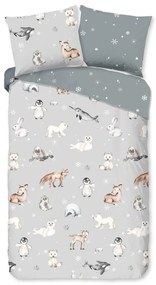 Szürke egyszemélyes flanel gyerek ágyneműhuzat 140x200 cm Cira – Good Morning