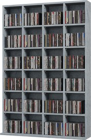 HOMCOM CD és DVD tároló, multimedias tárolóegység 24 rekesszel, maximális kapacitás 480 CD/312 DVD, fa polc állítható polcokkal, 89 x 20 x 130,5 cm, s