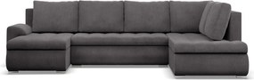 Tokio U sarokkanapé, 3 ágyneműtartóval, kordbársony, jobboldali, szürke