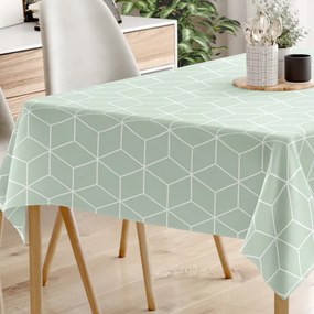 Goldea szögletes terítő 100% pamutvászon - mozaik mintás, menta alapon 140 x 220 cm