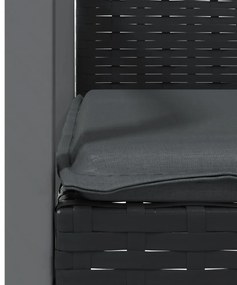 2 db fekete polyrattan kerti szék párnával 56,5 x 57 x 83 cm