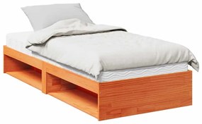 viaszbarna tömör fenyőfa kanapéágy matraccal 80 x 200 cm