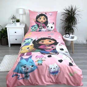 Egyszemélyes pamut gyerek ágyneműhuzat 140x200 cm Gabby's Dollhouse – Jerry Fabrics