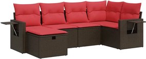 vidaXL 6 részes barna polyrattan kerti ülőgarnitúra párnával