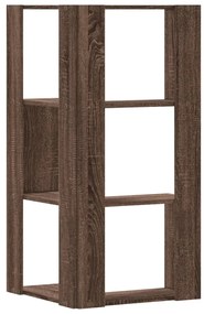 3 szintes barna tölgy szerelt fa sarok könyvespolc 50x50x102 cm