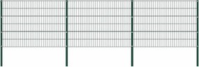 vidaXL zöld vas kerítéspanel oszlopokkal 522 x 120 cm